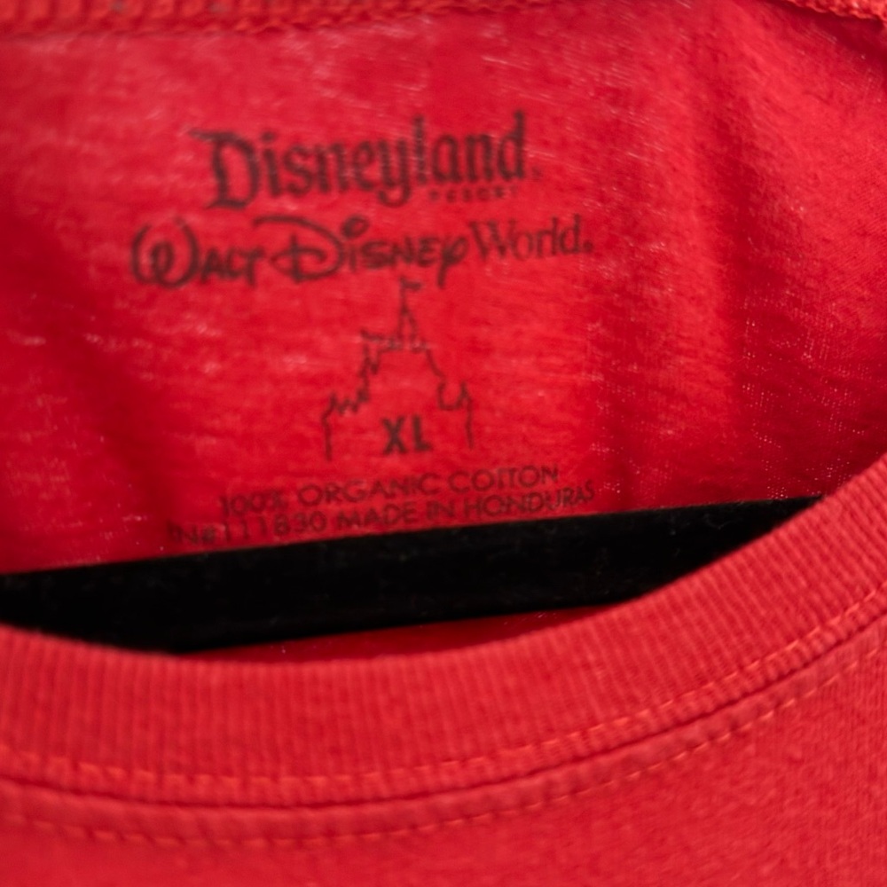 Women’s Disneyland Organic Cotton VIBRANT Red SS Tee - XL! PEACE sign - Picture 3 of 3
